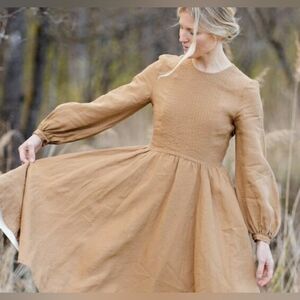 Son De Flor *Retired* Scarlet Dress, Long Sleeves, Color "Camel Brown", XXS
